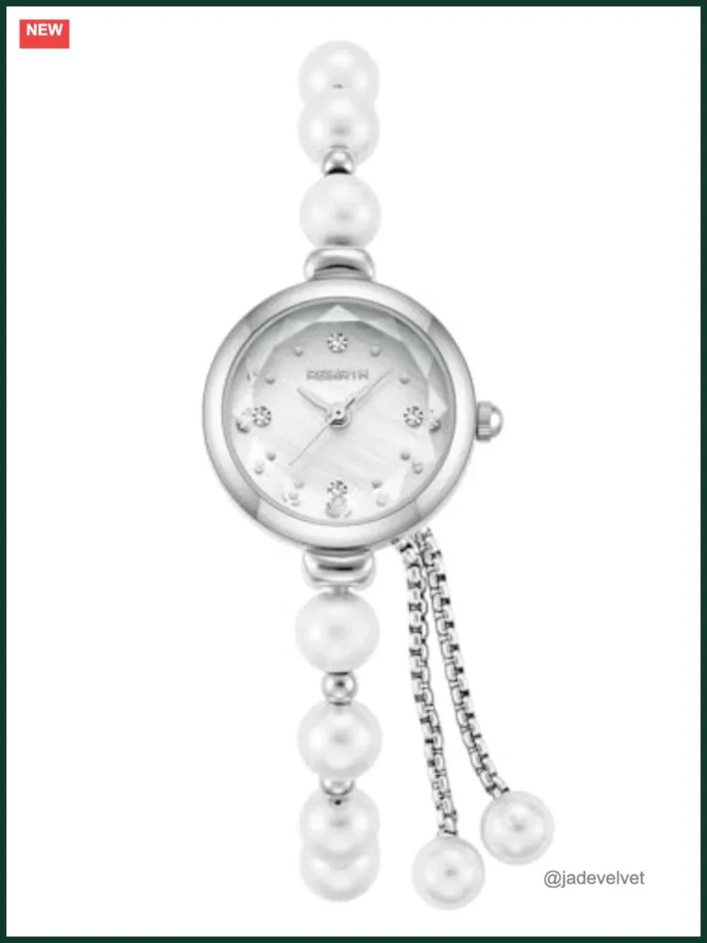 Pearl Bracelet Watch Petite 22mm Dial Adjustable Slider Clasp